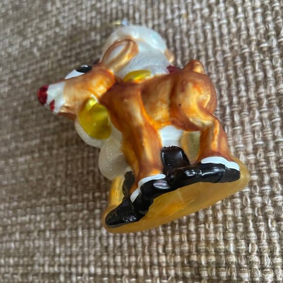 Kurt S. Adler Santa Claus and Rudolph the red nosed reindeer glass ornament 5” - Picture 4 of 9